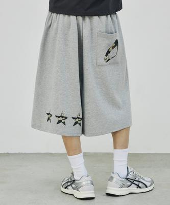 SCALLYWAG White Camo Star Bermuda Sweat Shorts [Grey]