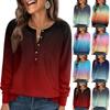 Women's Casual, Loose, Gradual Change Printed V-neck Top T-shirt