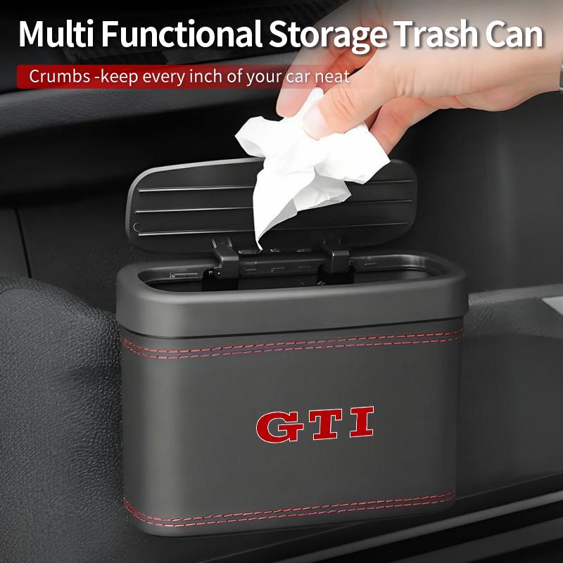 Car Push-Button Style Square JDJ5IS5Y Leather Multi Functional Organizer Box Trash Can For VW GTI Tiguan Passat B5 B6 B7 CC Jetta MK5 MK6