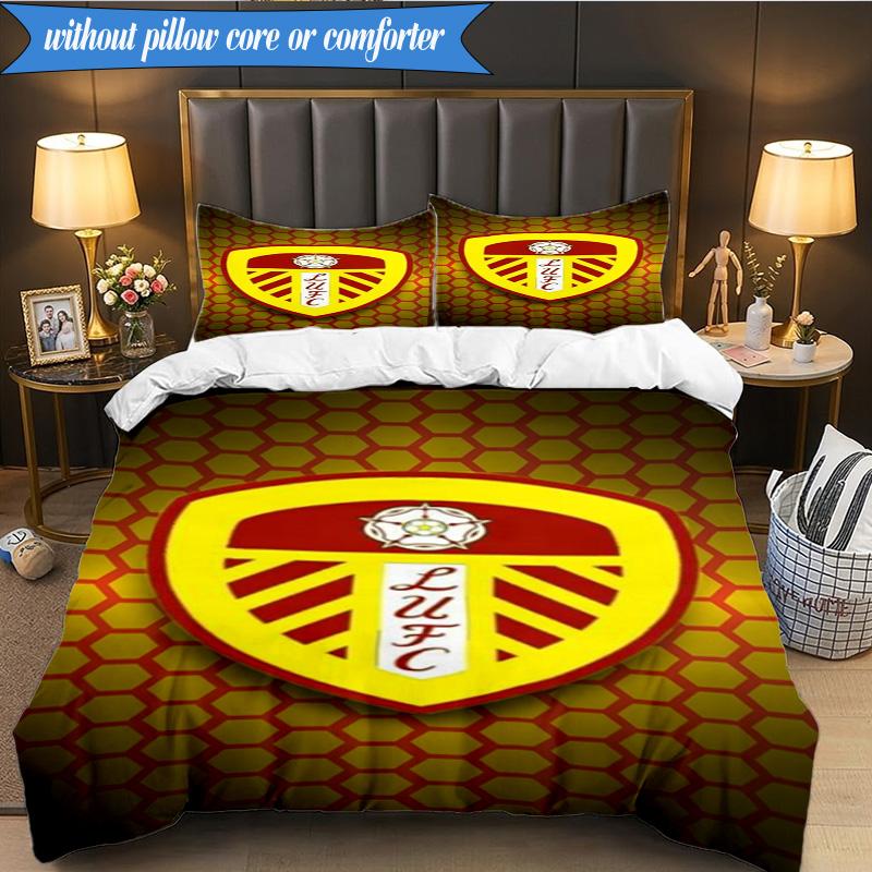 3-teiliges Weiches Bettwäscheset mit Leeds-Wappen-Design, Inklusive 1 Bettbezug und 2 Kissenbezügen, Perfekt für Schlafzimmer, Wohnheim, Fan-Geschenk
