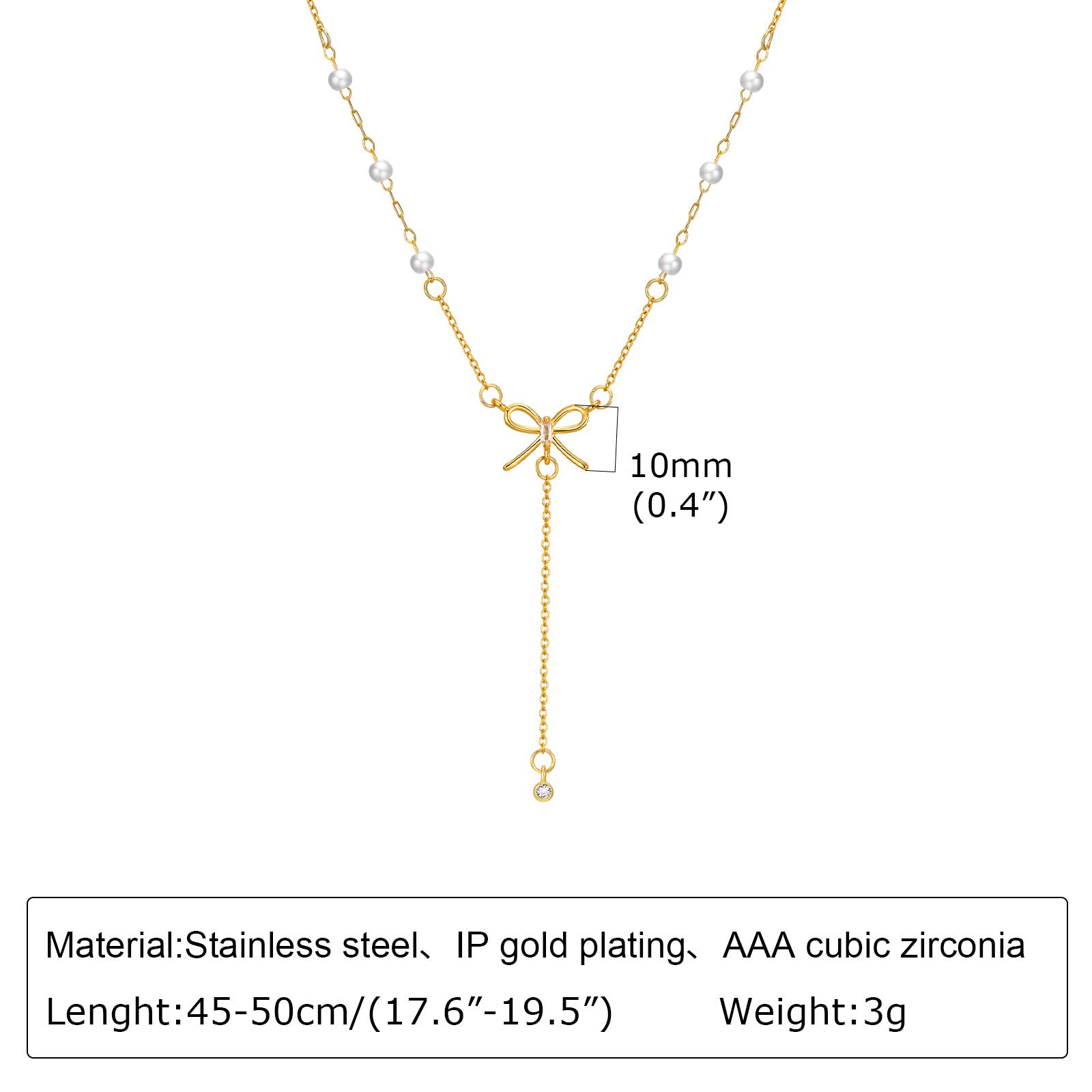 

Imitation pearl Y-shaped Tassel Pendant Necklace for Women, Exquisite Gold Plated Stainless Steel Luxury Waterproof Jewelry Gift