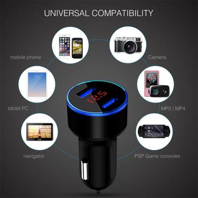 1~5PCS 15w Cigarette Lighter Universal Car Accessories With Led Voltage Current Display Car Charger Dual Usb Port