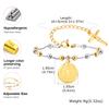 Vnox Rosegold plattiertes Edelstahl St. Benedikt Medaille Armband für Damen, Zweifarbiges Rosenkranz Kreuz Perlen Round Snake Armbänder