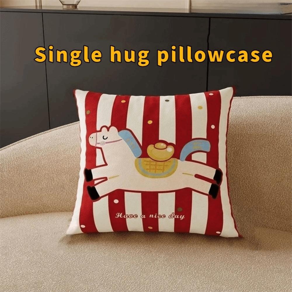 

Soft Zodiac Horse Pillowcase Festive Square Pillowslip Sofa Cushion Cover Bedroom 40cm/15.75in