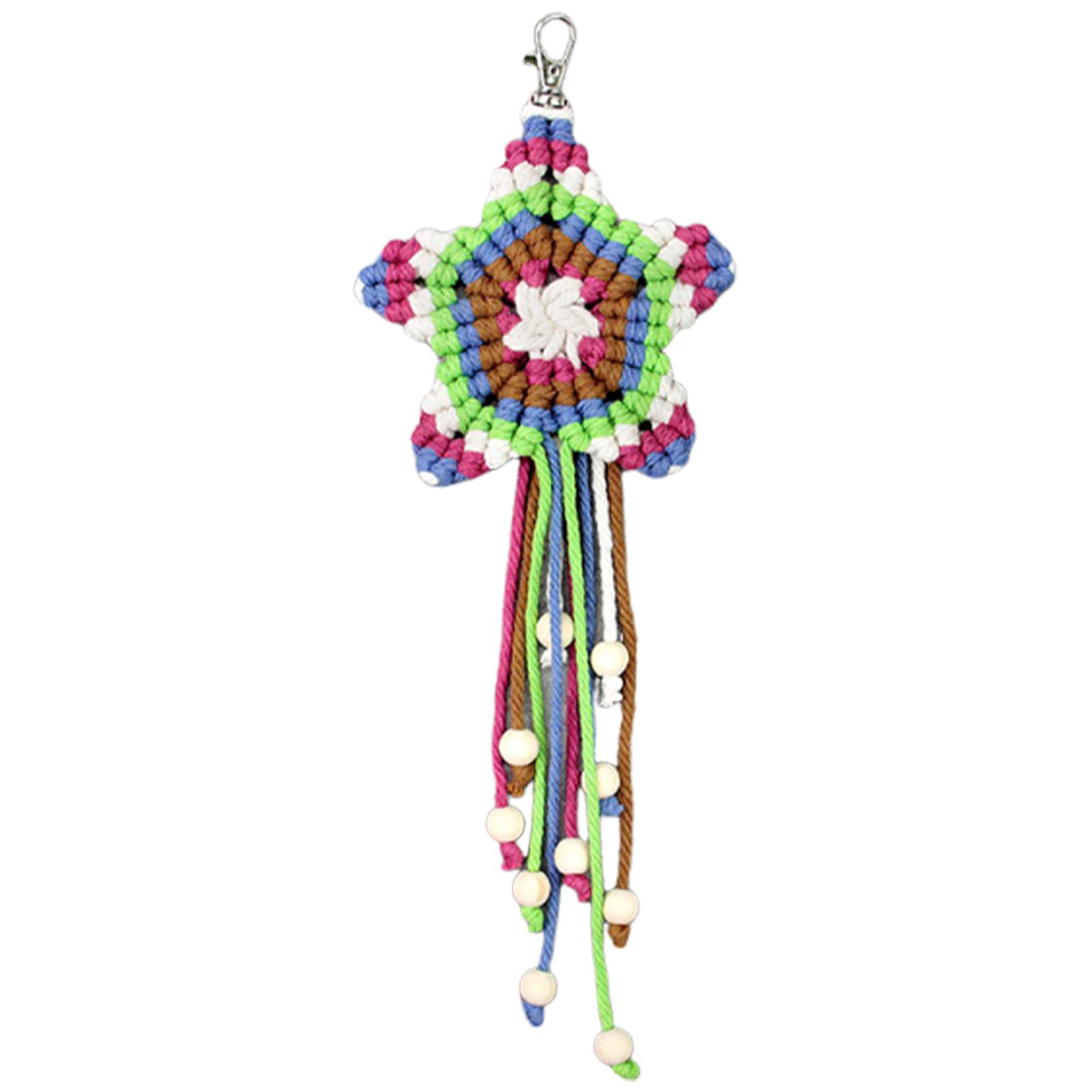 

Handmade Five-Pointed Star Car Pendant DIY Star Macrame Pendant Weaving Mobile Phone Lanyard Set For Cars Mobile Phone Garden
