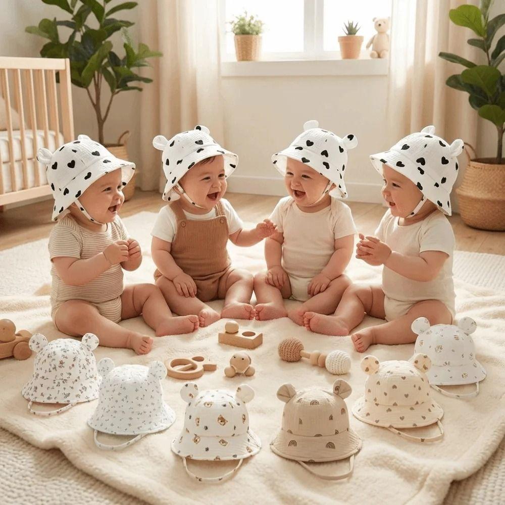 Print Design Baby Sun Hat Breathable Bucket Hat Baby Portable Kids Beach Cap  for Travel Summer
