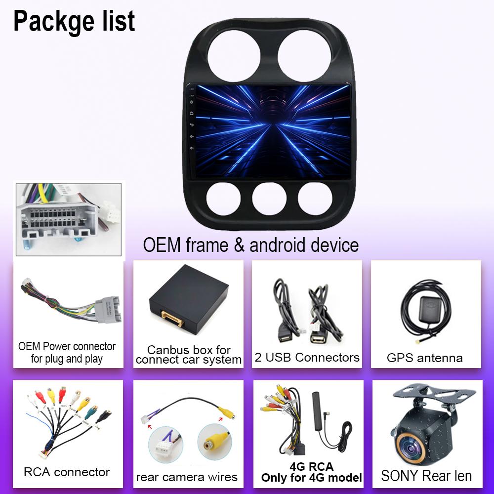 4G Car Android For Jeep Compass Patriot 2011 - 2017 Auto Radio Multimedia Player GPS Navigation Carplay QLED Screen No 2din DVD