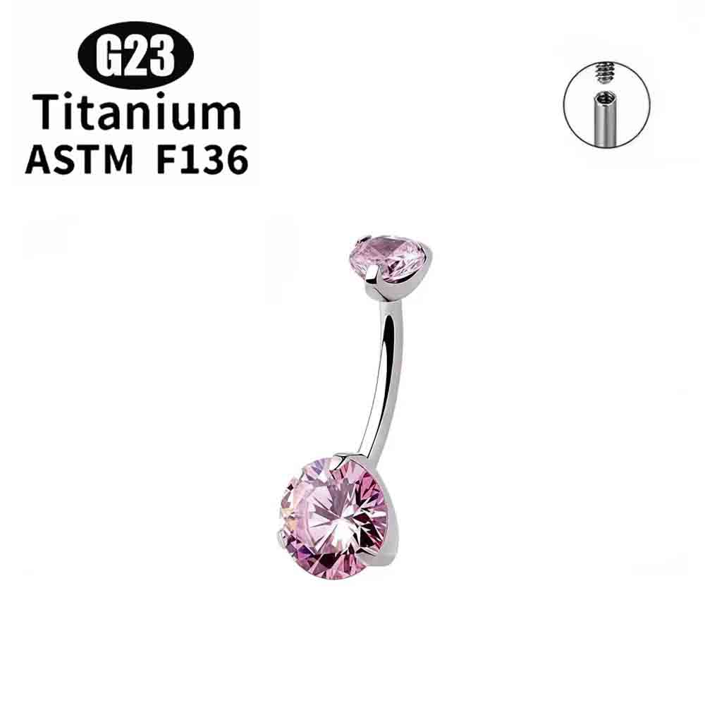 1/5Pcs ASTM F136 Titanium Banana Bend Sexy Belly Button Rings 5A CZ 14G Internal Thread Navel Ring Piercing Barbell Body Jewelry
