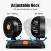 USB Charging Double-head Fan 2-speed Car Cooling Fan Car Air Outlet Fan  Home Cooler