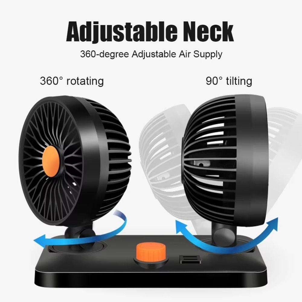 USB Charging Double-head Fan 2-speed Car Cooling Fan Car Air Outlet Fan  Home Cooler