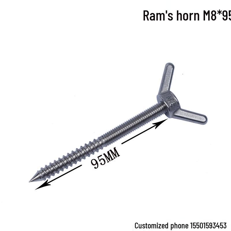 Stainless Steel 304 Eye Bolt, Self-Tapping Screw Eyelet, Butterfly Hand-Tight Self-Sheep Horn Nails