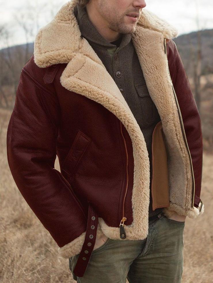 Neue verdickte integrierte Pelz-Herren-Thermojacke Langarm Kunstpelz