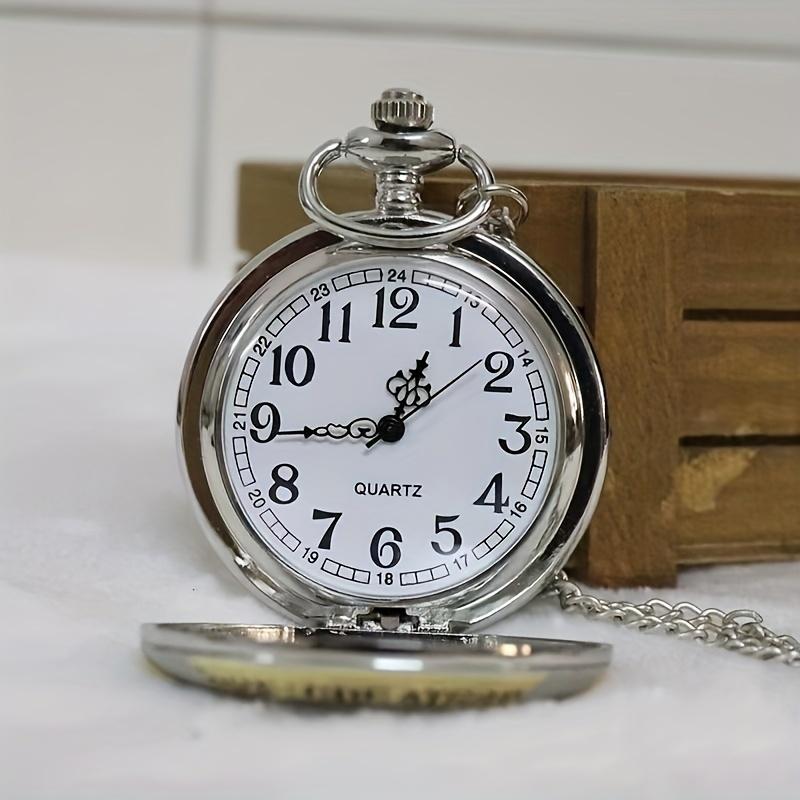 Exquisite Vintage Silber Golden DER BESTE PAPA Quarz Taschenuhr Anhängerkette Halskette Herren Vatertags Geburtstagsgeschenk Uhr