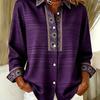 Plus-size women's long-sleeved casual shirt with buttoned lapels, perfect for New Year gifts