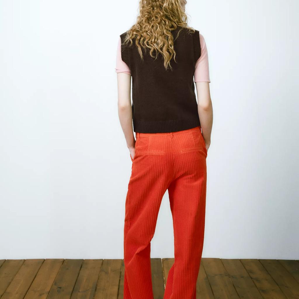 Zara Rundhals Einfarbig Gestrickt Solide Weste Damenoberteile Dunkelbraun 5536144-716