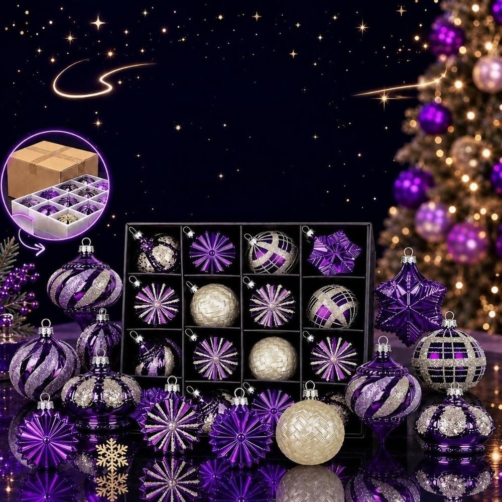 24Pcs Shatterproof Xmas Hanging Decorations 6cm Holiday Ornaments For Christmas Tree