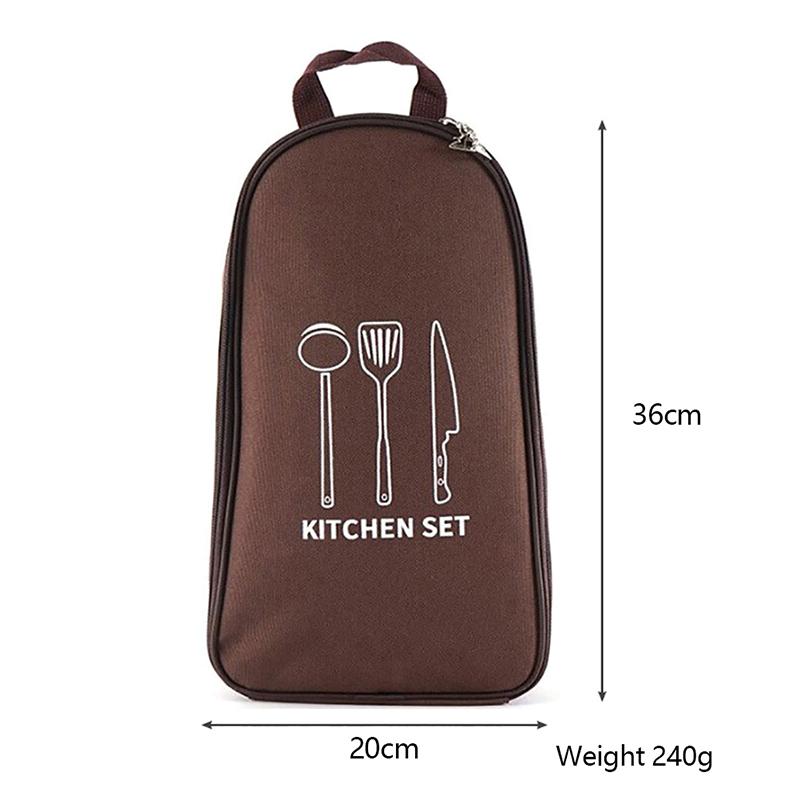 Outdoor Camping Cookware Container Bag Cooking Utensil Organizer Kitchen Ware Storage Bag Portable Travel Bbq Tableware Pouch