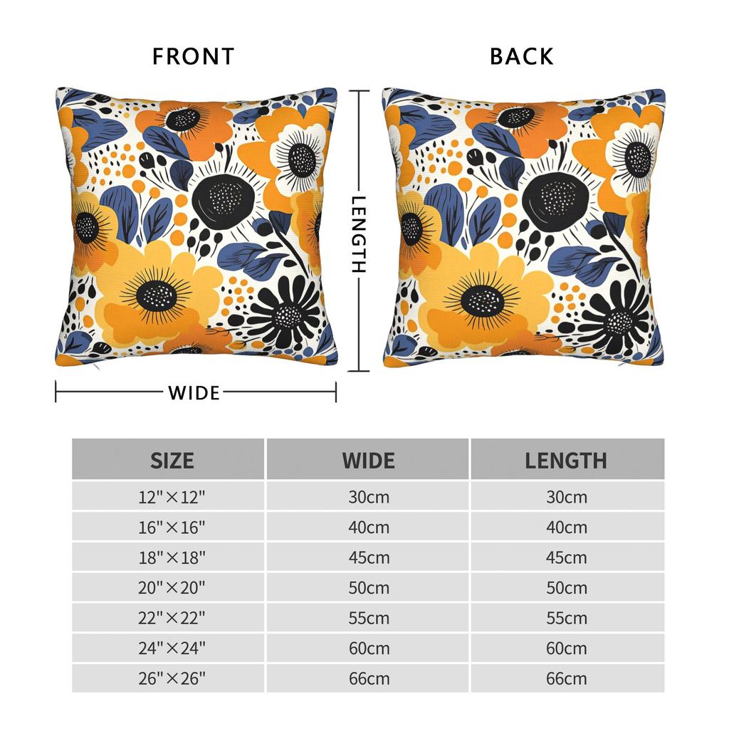 Pillow Case Colorful Floral Blue Orange Comfy Pillow Cover For Wedding Party Home Decor Morden Pillowcases