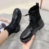 Black Martin Boots Women's 2025 Thick-soled Short Boots Flying Weaving Leisure Sports Lace-up Skinny Boots Children's Tide