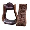 Horse Western Stirrups Saddle Tack Floral Handmade Tooled Leather Covered Pair