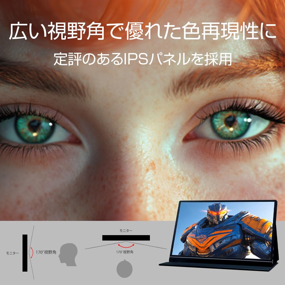 WINTEN Mobile Monitor Gaming Monitor Display External Monitor 1080P FullHD Lightweight Thin IPS Panel with Cover Speakers 6278 14-inch Non-glare