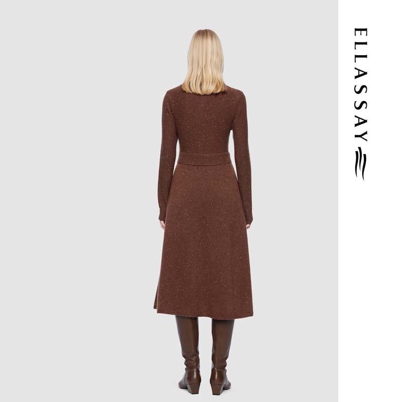 ELLASSAY Elegant Wool Cashmere Knit Midi Dress