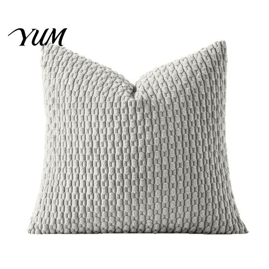 Durable Washable Hidden Zipper Shams Bohemian Corduroy Throw Pillow Cover, Soft Solid Color Decorative Cushion Case, Easy Clean Removable Protectors