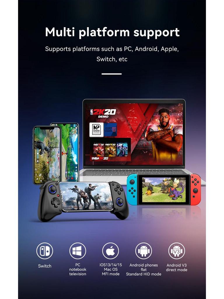 D11/D11S Wireless Stretchable Game Controller with Hall Triggers & Macro Buttons for Switch/Android/iOS/PC