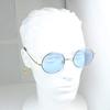 Sunglasses for Men and Women, Brand Name, UV Protection, Colored Lenses (Blue), Sunglasses Case, 7JEWELRY, Round