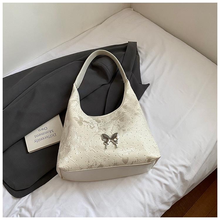 

Niche design butterfly tote bag women s 2025 new large-capacity casual shoulder bag fashion underarm commuter bag белый