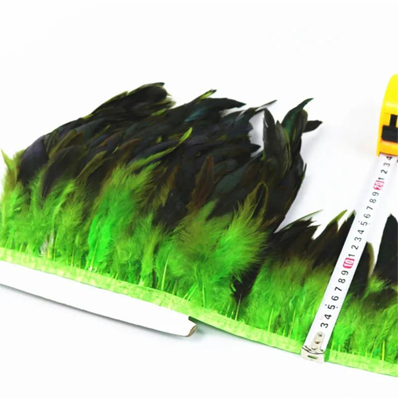 1Meter Rooster Feathers Trim Tassel Fringe On Tape Chicken Pheasant Cock Feather for Clothes Ribbon Sewing DIY Decoration Decor