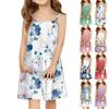 Children's Sleeveless Square Neck Summer A-Line Casual Holiday Floral Suspender Dress
