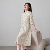 Robe en coton imprimé floral style chinois nouveau pour femme SOFSIL