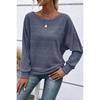 Women's Round Neck Long Sleeve Knit Sweater Loose Fit Casual Fashion Pullover Top