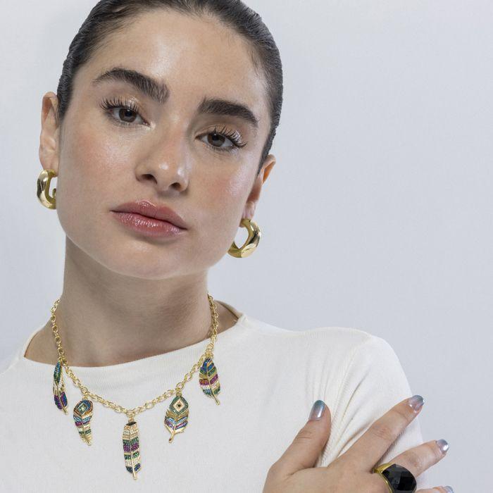 Luxenter Collier de zircons multicolores finition en or jaune 18 carats - Muisem