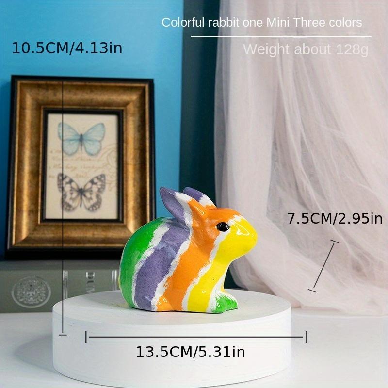 

Creative Nordic Colorful Graffiti Animal Statue Rabbit Art Sculpture Resin Crafts Bunny Figurines Gift Bedroom Living Room