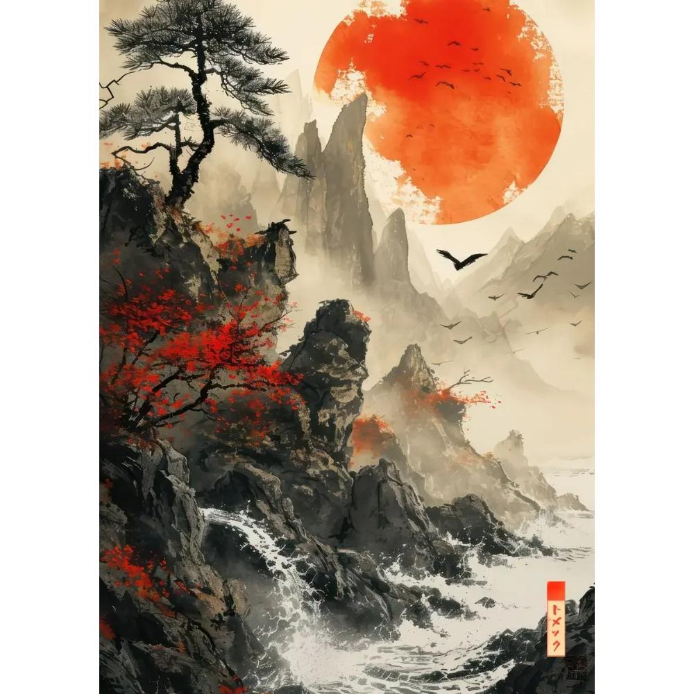 Sumie Japanese Ink Paint Geisha Samurai Landscape Prints Poster Canvas Painting Modern Wall Art Picture Living Room Home Decor