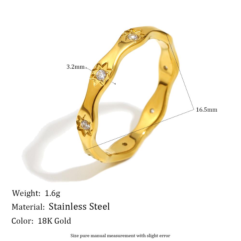 MamacitaSlay 316L Stainless Steel Zircon Star Ring 18K Gold Plated Waterproof Jewelry Women's Classic Ring High Quality Gift