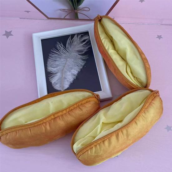 Kantoorbenodigdheden Doos Cartoon Imitatie Brood Ontwerp Etui Ritsluiting Make-up Kwastenhouder Schoolbenodigdheden Organizer