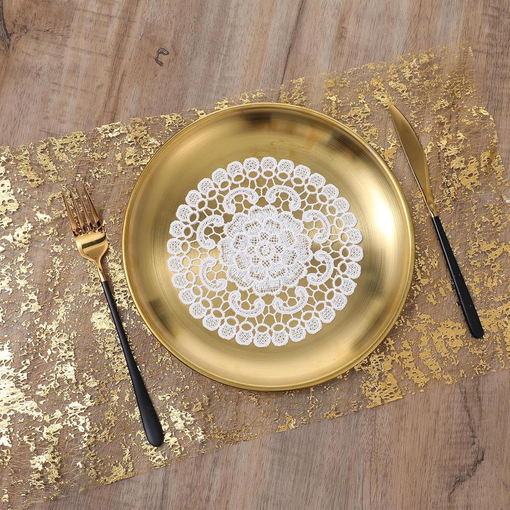 6PCS White Vintage Crochet Doilies, 6 Inch Round Lace Placemats Doilies Handmade Coasters Rustic Table Doilies Decors for Tables Kitchen Dining Room