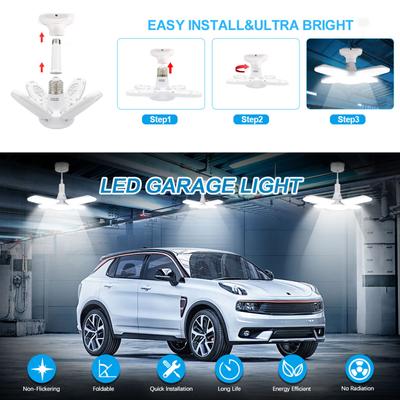 LED garážová světla – stmívatelná stropní garážová světla, 38W 6000LM 6500K E27/B22 LED garážová stropní