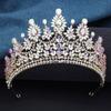 Baroque Rhinestone Bridal Large Crystal Crown and Earrings Set Wedding Headdress Party Accessories Pageant Queen Tiara Jewelry