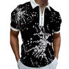 Men's Short Sleeve New Summer Zipper Casual POLO Shirt Men's Fashion Printing Lapel POLO Shirt T-shirt
