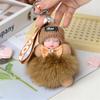 Cars Key Ring Jewelry Gift Sleeping Baby Doll Pompom Keyring Fluffy Plush Doll Plush Keychain
