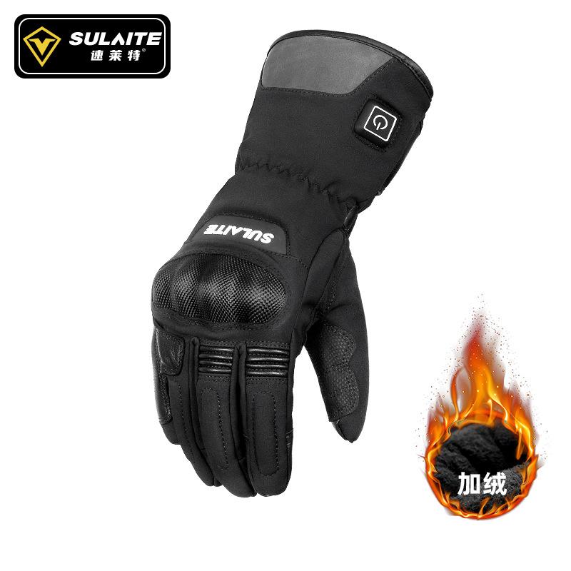 SULAITE Heated Motorcycle Gloves Men Women Waterproof Windproof Thermal Fleece Touch Screen Riding Gloves