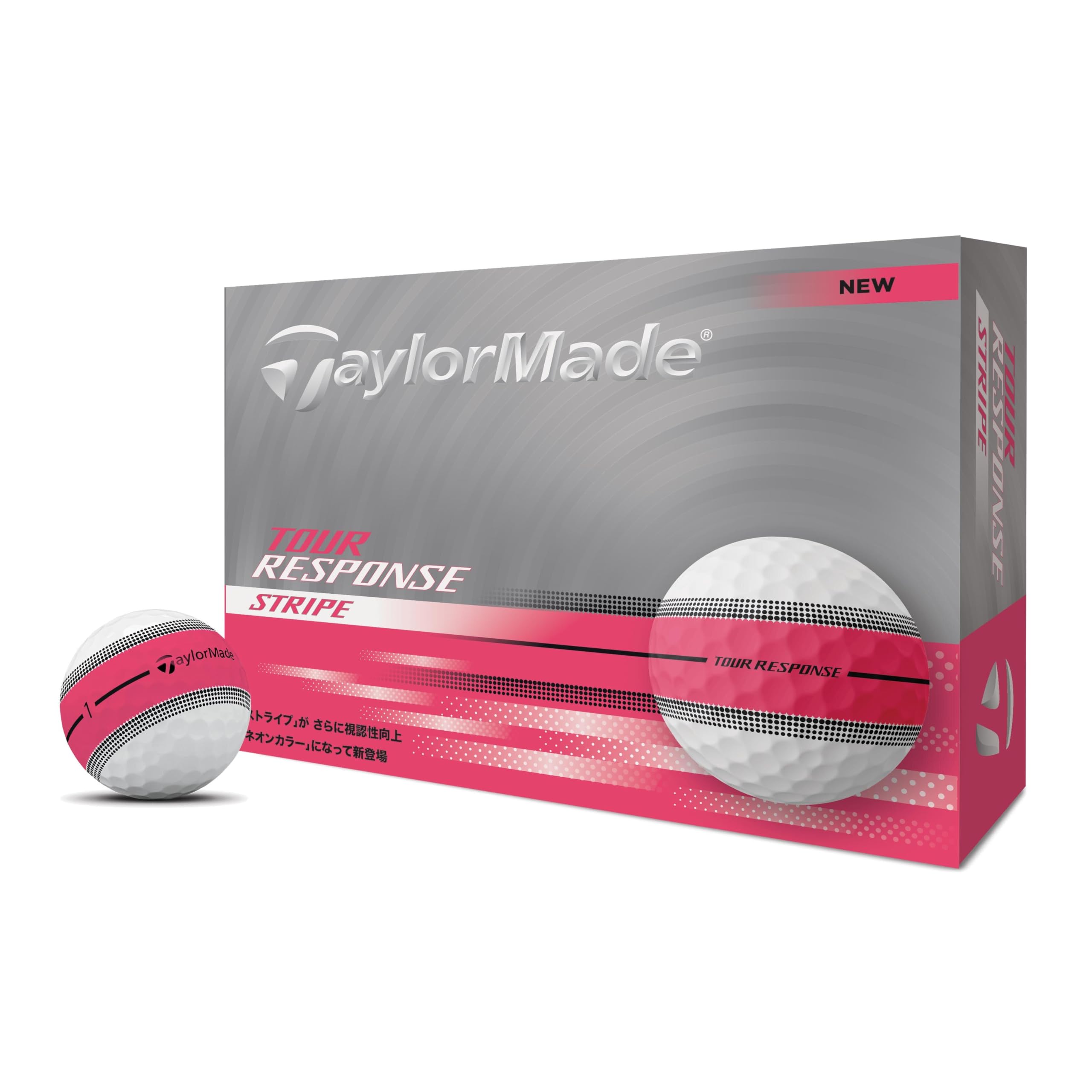 Мячи для гольфа TaylorMade TMJ25 Tour Response Stripe Неоново-розовые JPN dz (Белый/Розовый)