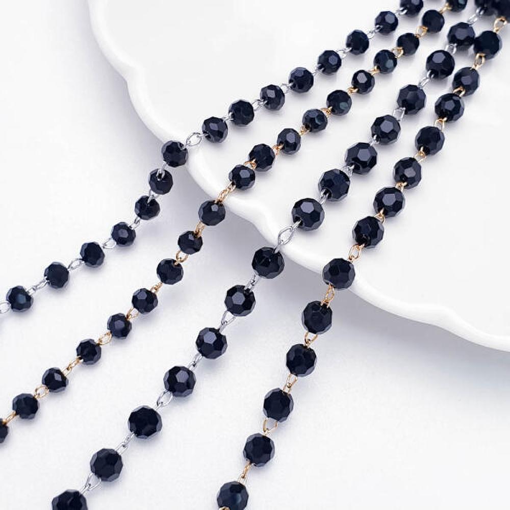 Poom/Anjewelry Black Beads 3mm 3.5mm Necklace Chain 1m (Size2)