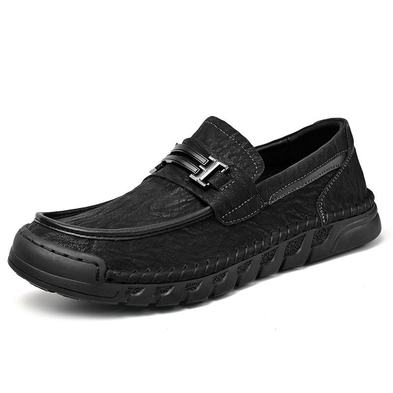 

Independent Station New Amazon Men s Leather Shoes Hand Sewn Business Leather Shoes Outdoor Casual Fashion Loafers Men s Shoes 38 чорний