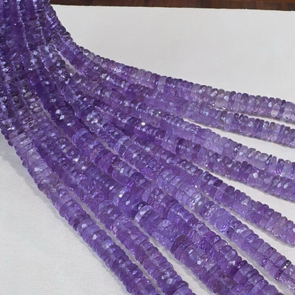 Natural High-Quality Faceted Amethyst Abacus Bead Necklace/Bracelet