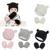 Baby Hat and Mittens Set Kids Knitted Beanie Cap Winter Warm Pompom Hats Gloves